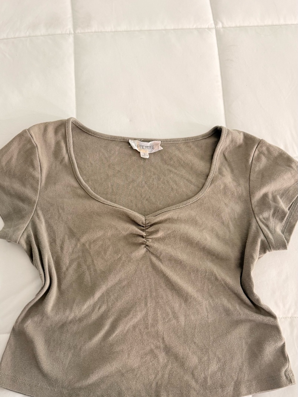 Hippie Rose Taupe Short Sleeve Scoop Neck Tee